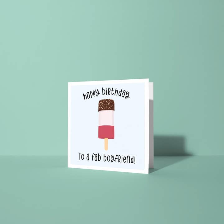 Happy Birthday To A Fab Boyfriend - Birthday Card for wholesale by Peacock Printing