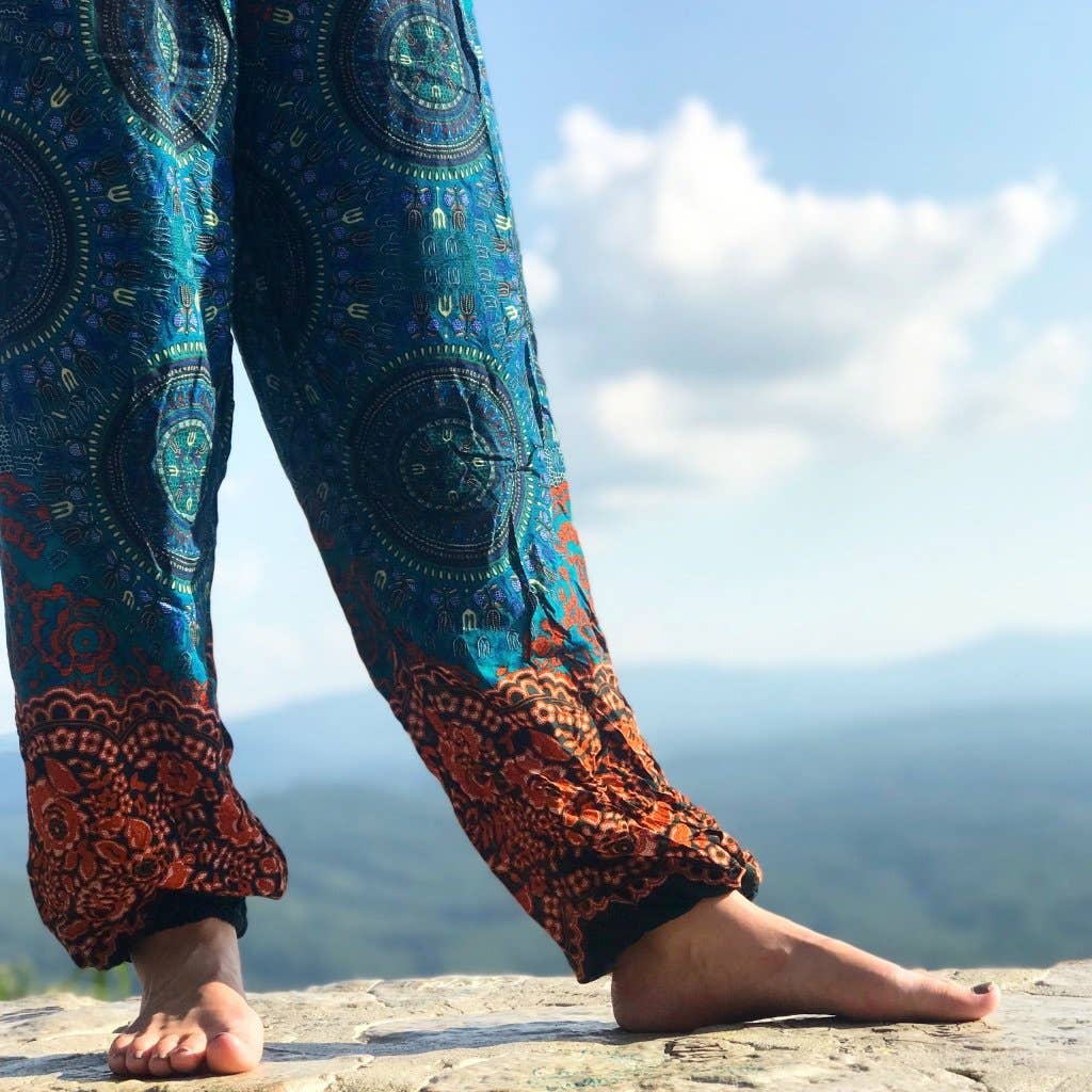 The Elephant Temple - Wholesale Pants - Women's - Mandala Elephant Pants-Orange & Teal5