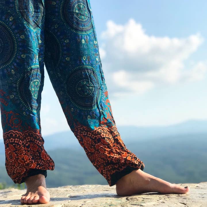 The Elephant Temple - Wholesale Pants - Women's - Mandala Elephant Pants-Orange & Teal5