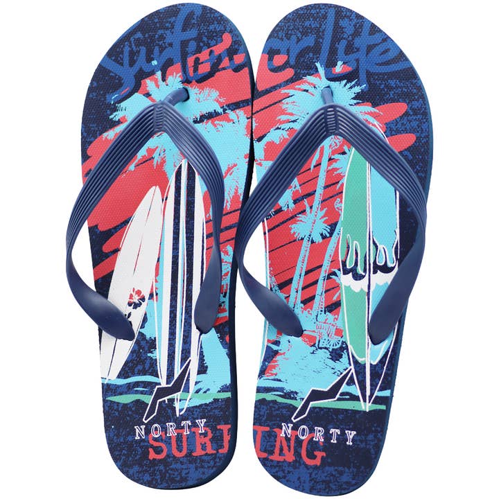 Norty Men's Casual Beach Flip Flop 41389 Navy-Red Surfing for wholesale by Eastern Off Price