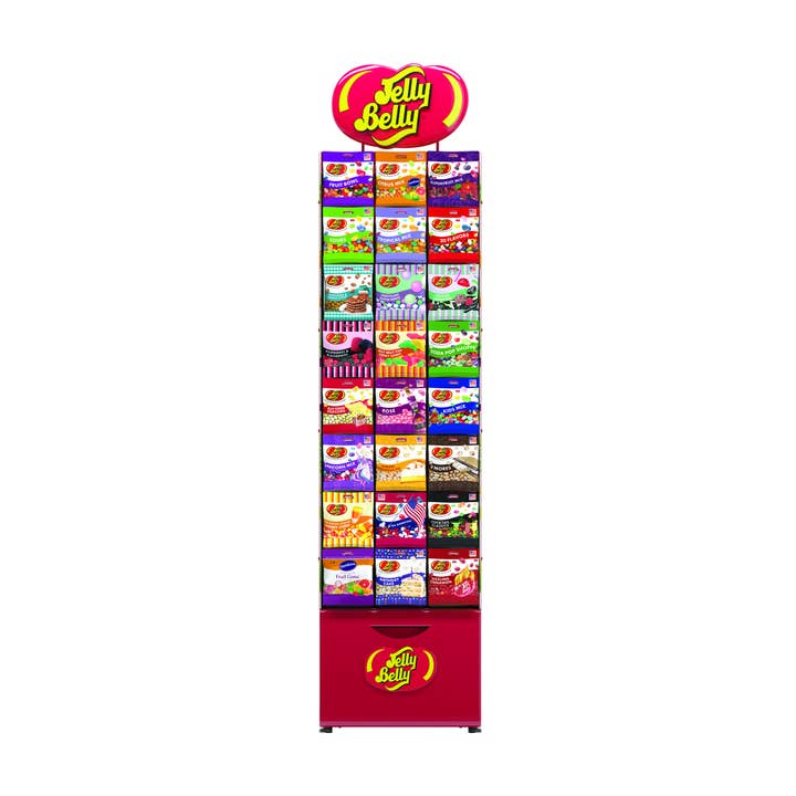 Display, Jelly Belly Display includes 24 Random Peg Bags for wholesale by Grandpa Joe's Candy Shop