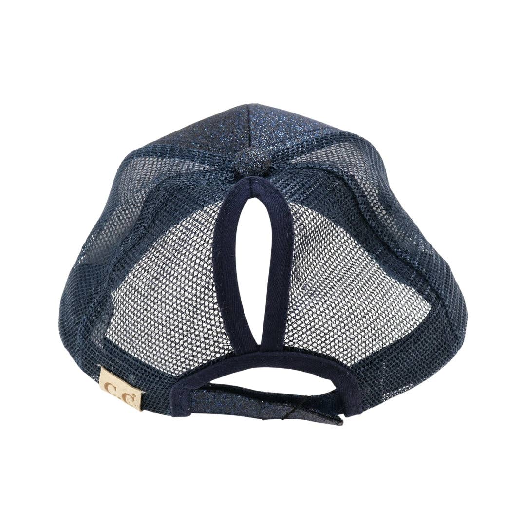 C.C Beanie - Wholesale Baseball Cap - Kids - Kids Glitter High Ponytail CC Ball Cap KIDSBT61