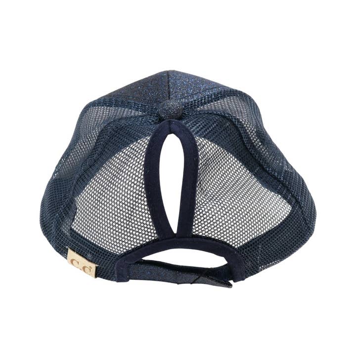 C.C Beanie - Wholesale Baseball Cap - Kids - Kids Glitter High Ponytail CC Ball Cap KIDSBT61