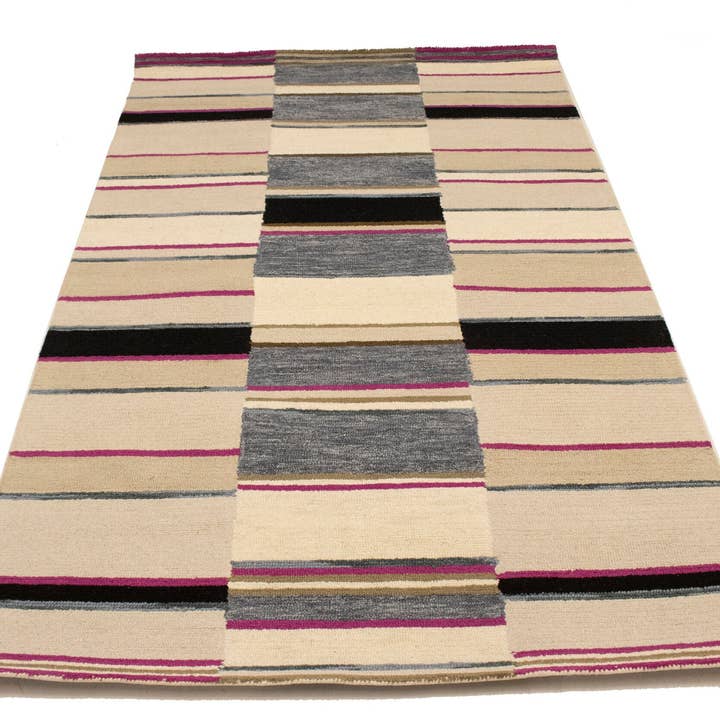Modern vloerkleed met veelkleurige strepen 5X8 voor wholesale door Magic Rugs Inc.