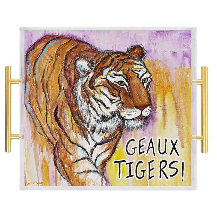 Tigers! Acrylic Serving Tray for wholesale by 318 Art Co.