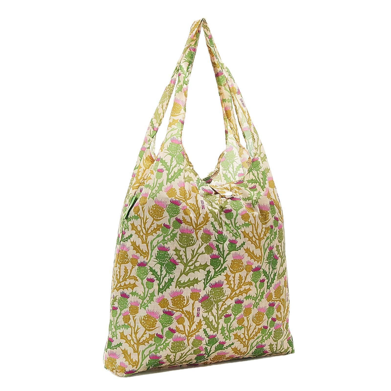 Eco Chic – Engroshandel Indkøbspose/indkøbstaske – Eco Chic Letvægts Sammenfoldelig Genanvendelig Shopping Bag Thistle7