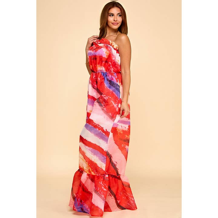 omgstyles - Wholesale Jumpsuit - Women's - Strapless Ruffle Hem Wide Leg Palazzo Jumpsuit14