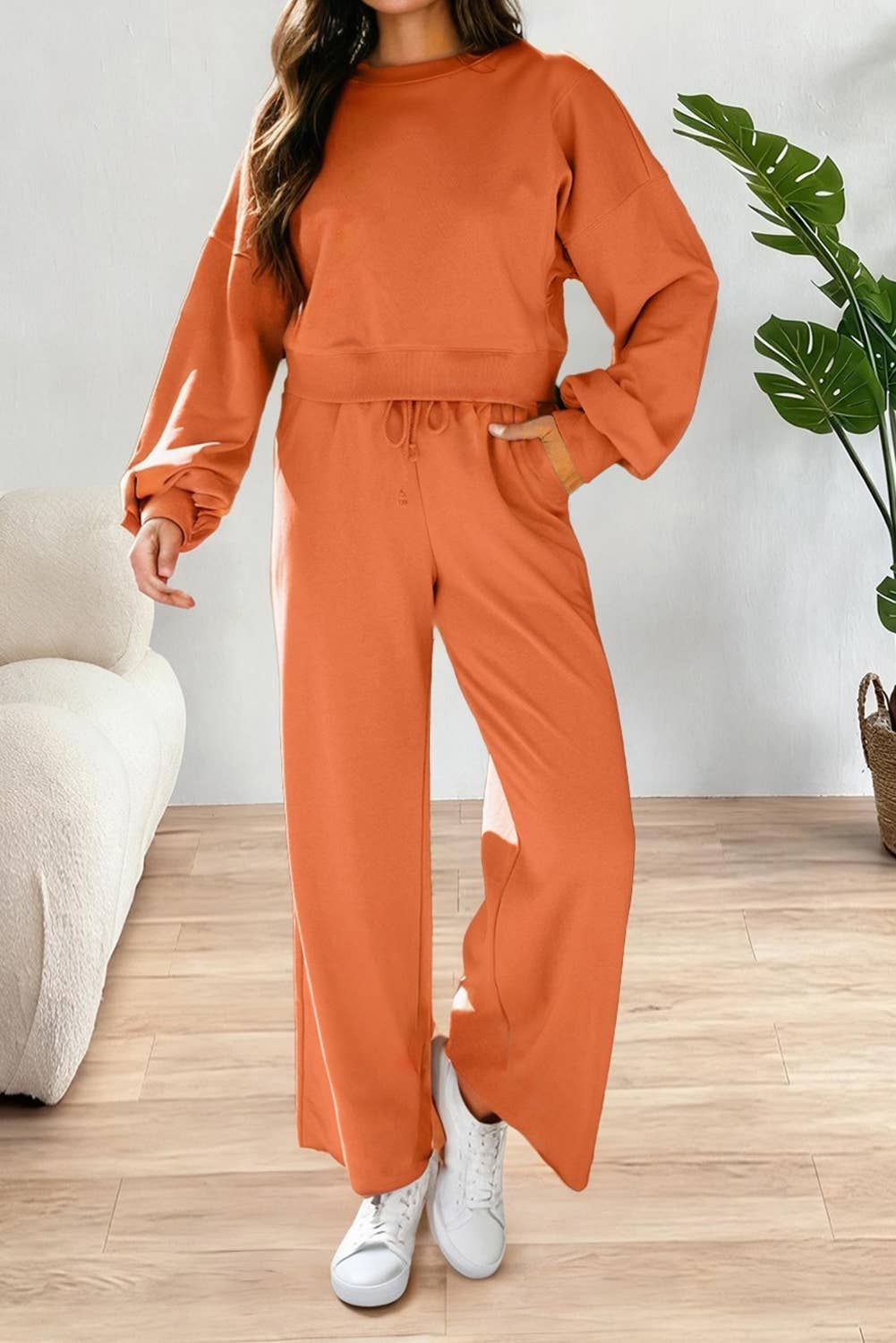 LA Society - Wholesale Lounge Set - Women's - LAS Drop Shoulder Pullover and Wide Leg Pants Set (S-XL)2