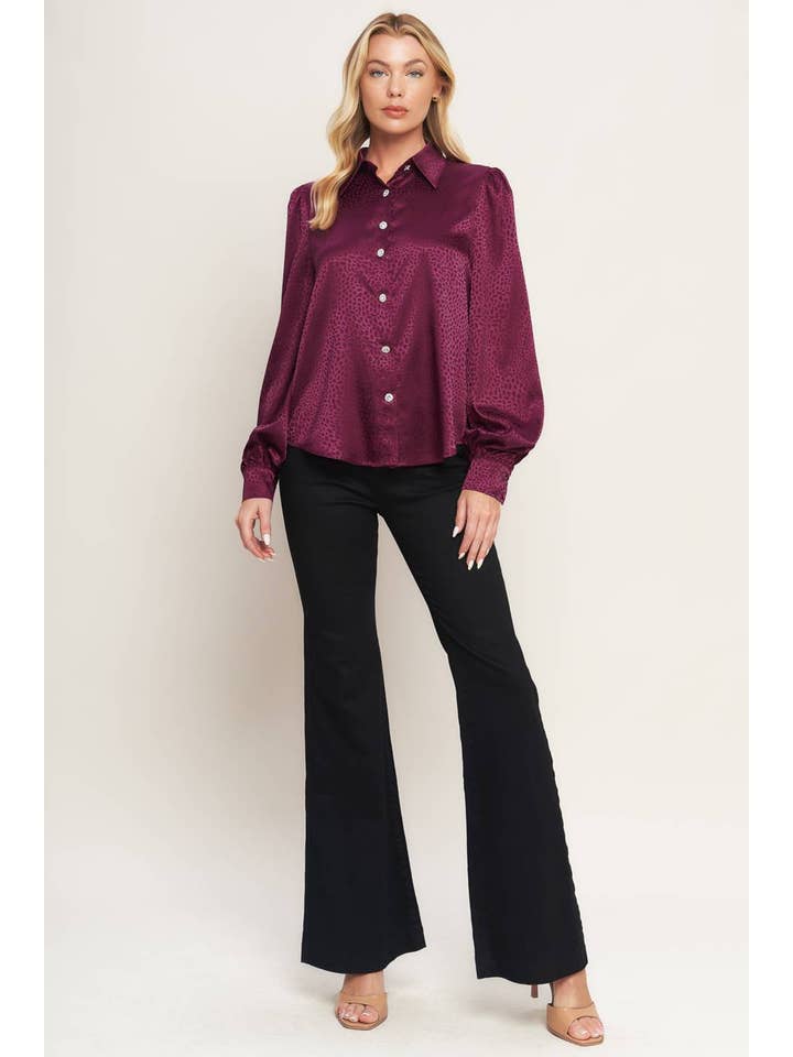 Burgundy A solid woven top - IT12713 for wholesale on Faire7