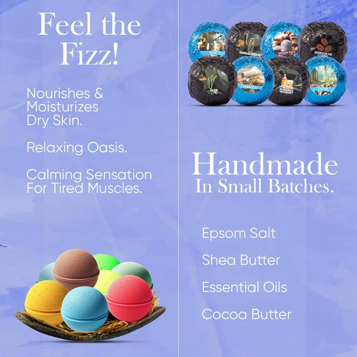 Green Blue Brown Red Orange Purple Lavender Bath Bombs for Men - Mens Relaxing Bath Bombs Gift Set for wholesale on Faire