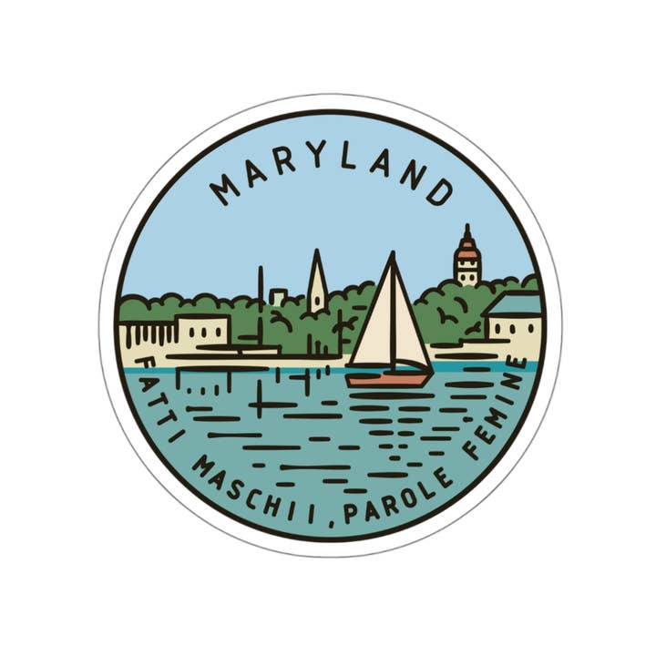 Maryland State Vinyl Sticker - Circle for wholesale by Needful Things