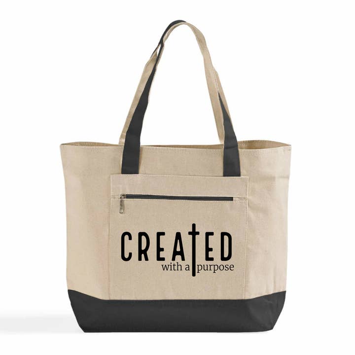 Created with a Purpose | Canvas Tote for wholesale by Fuzzy Loon Designs