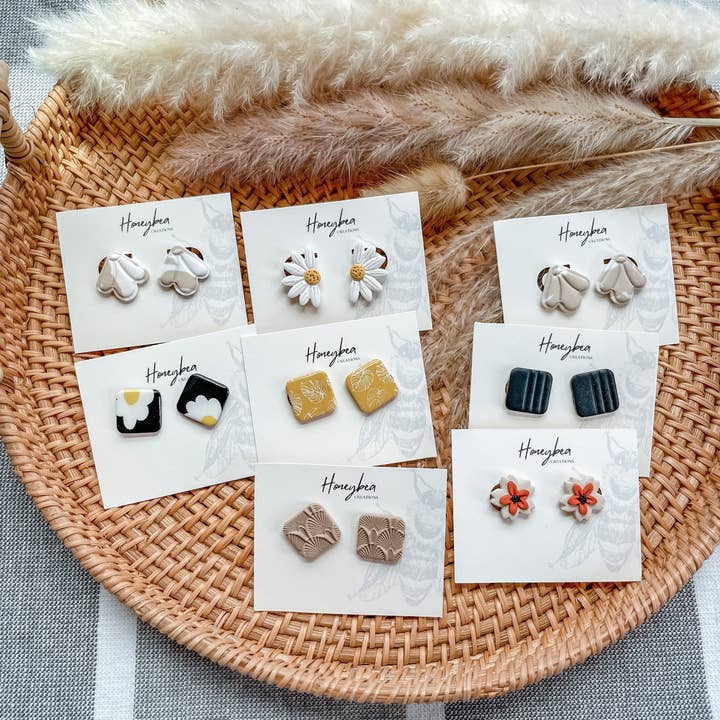 Honeybea Creations WI - Venta al por mayor Pendientes de botón/aretes de poste - Crea tu propio paquete de aretes medianos | Pendientes hechos a mano