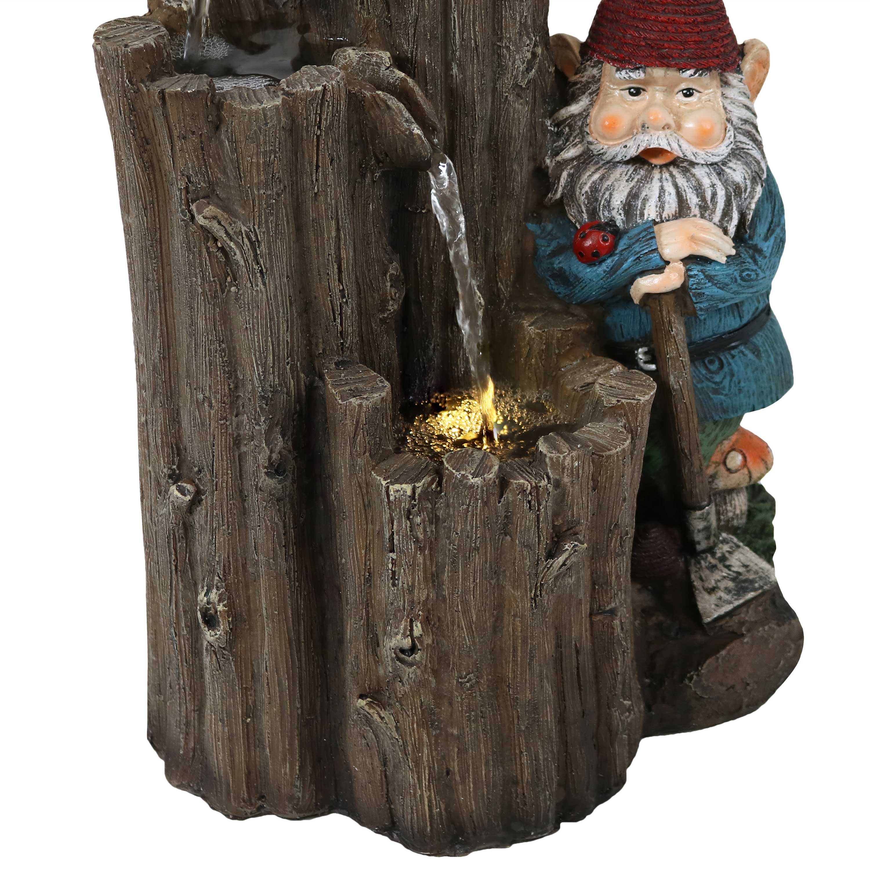 Sunnydaze Decor - Vente Bibelots/décorations d'extérieur - Fontaine à eau extérieure Resting Gnome avec lumières LED, 17 po5