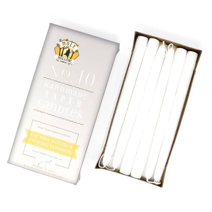 Mole Hollow Candles - Wholesale Tapered Candle/Candlestick - 10" Taper Candles - Choose from 39 colors!