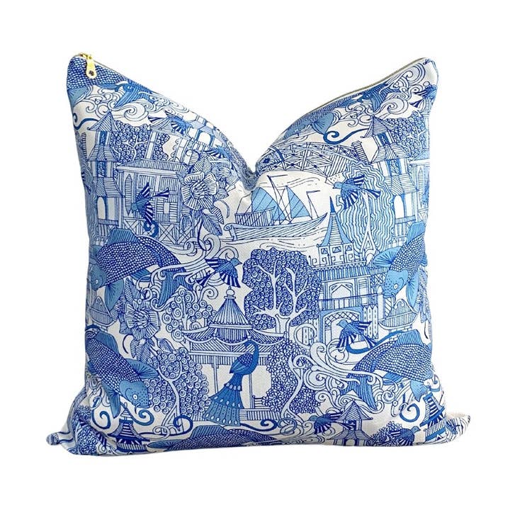 Chinoiserie Toile Pillow Cover 18x18 for wholesale by Alme Design Co