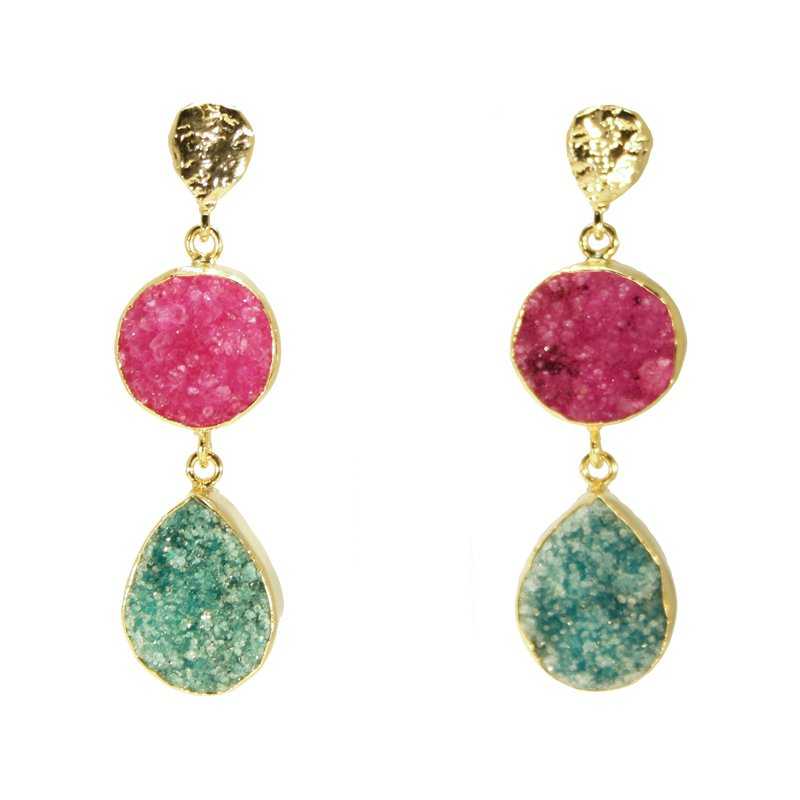ACUS - Wholesale Dangle Earrings - Acanthus Fuchsia and Green Earrings