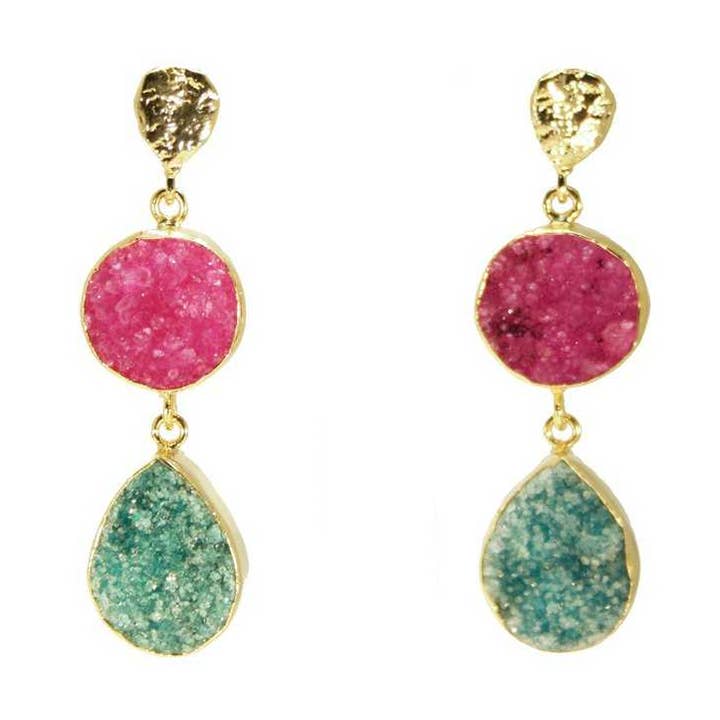 Acanthusörhängen Fuchsia och Grön för wholesale av ACUS