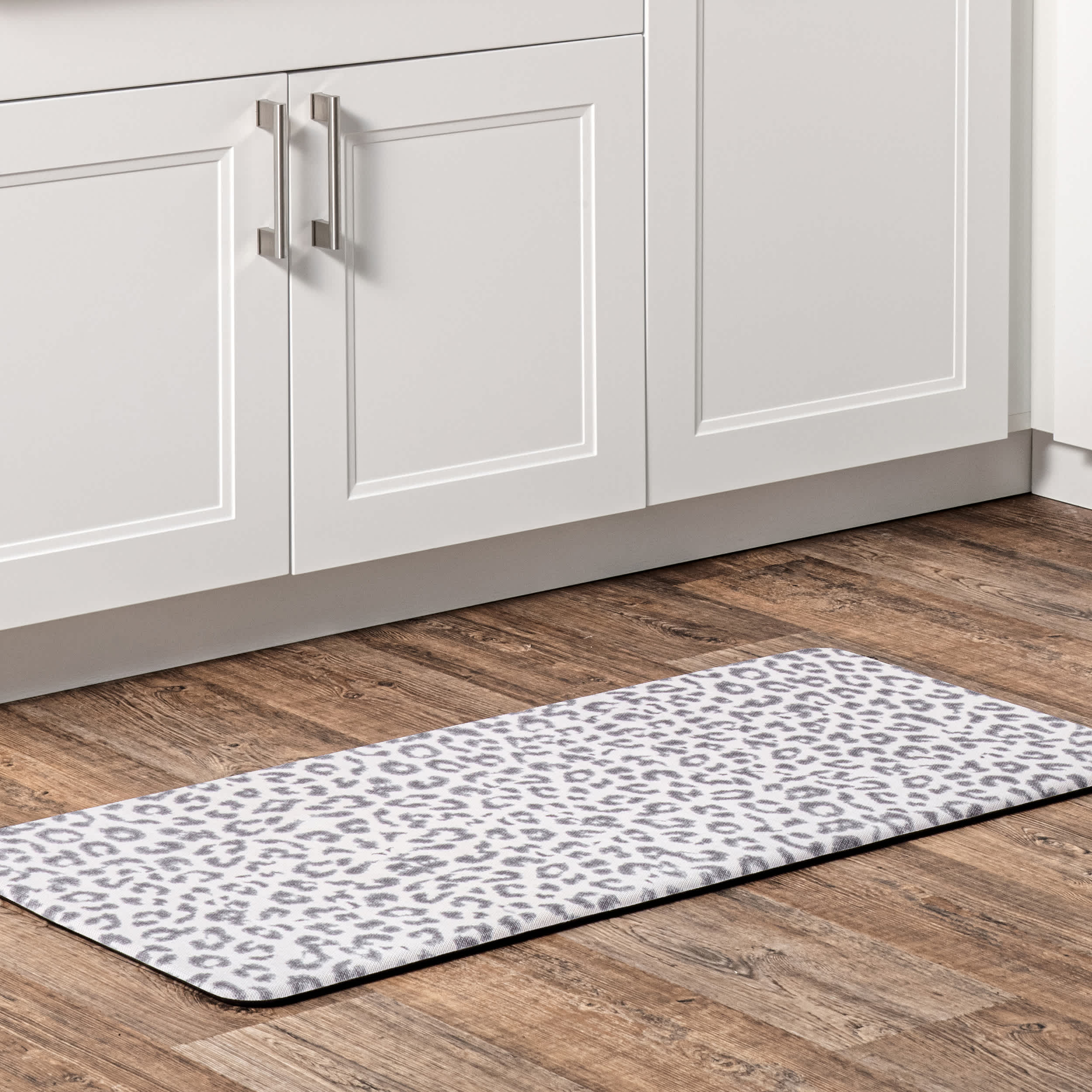 Light Gray Leopard Print Anti Fatigue Kitchen or Laundry Room Comfort Mat for wholesale on Faire2