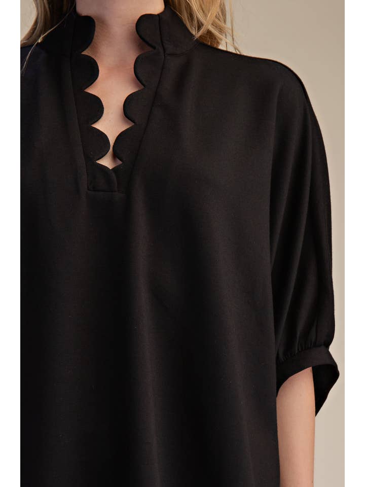 Glam - Wholesale Blouse - Women's - Scallop Neck Line Oversized Top17