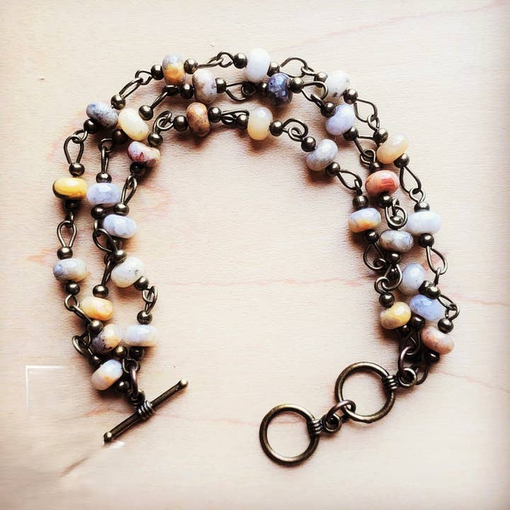 Natuurlijke Agaat Driedubbele Rij Kralen Armband 804k voor wholesale door The Jewelry Junkie