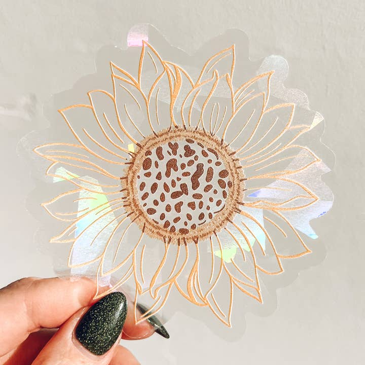 Autocollants Suncatcher en vinyle avec motif tournesol pour la vente par Maddie Green Designs