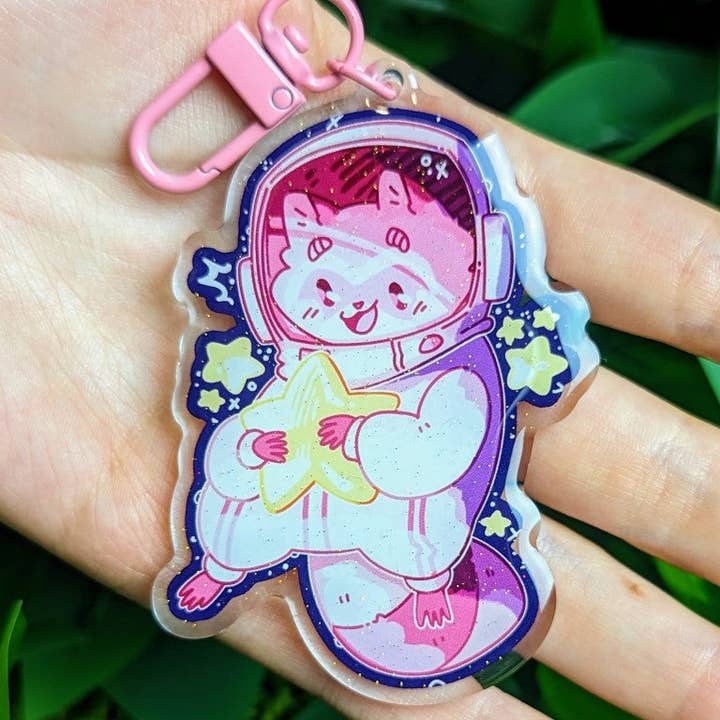 Milky Tomato - Wholesale Keychain - Women's - Space Raccoons Sparkly Keychains!