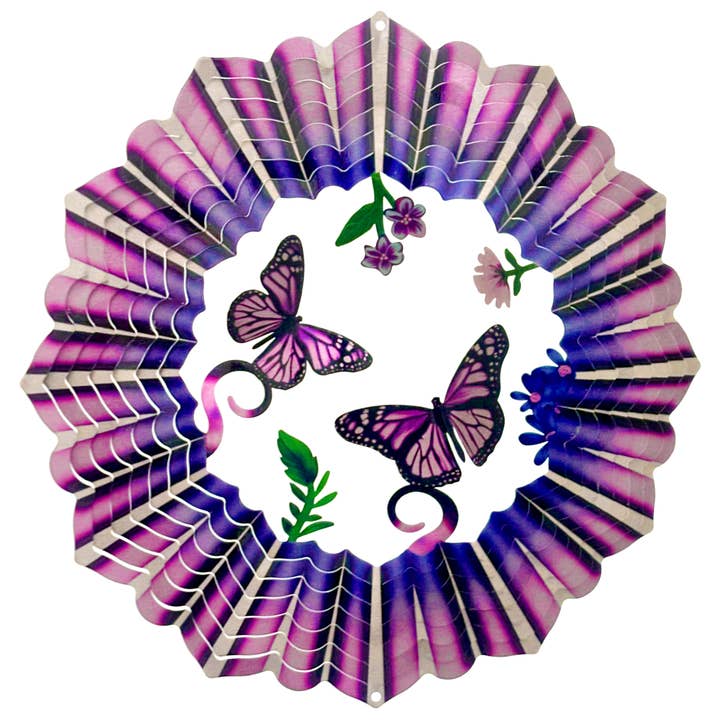 3D Purple Butterfly - Large Wind Spinner for wholesale by Spinfinity Designs