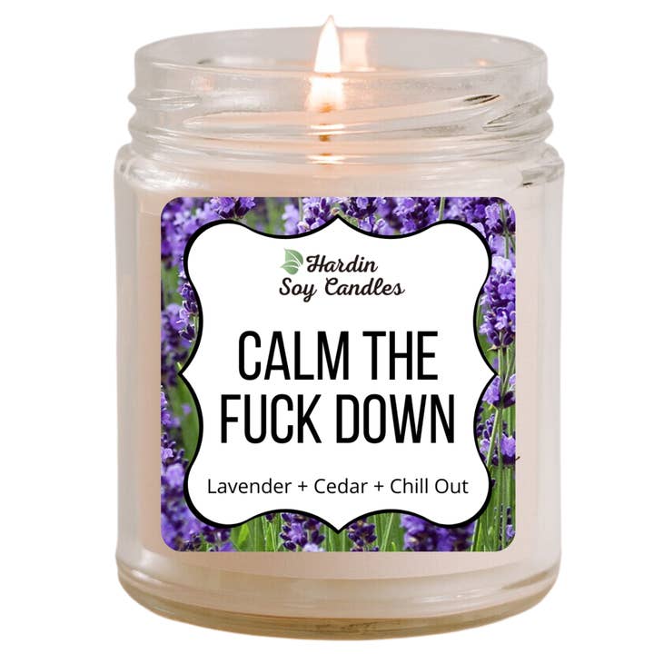 Calm the Fuck Down Soy Candle for wholesale by Hardin Soy Candles/Peoria Book Rack