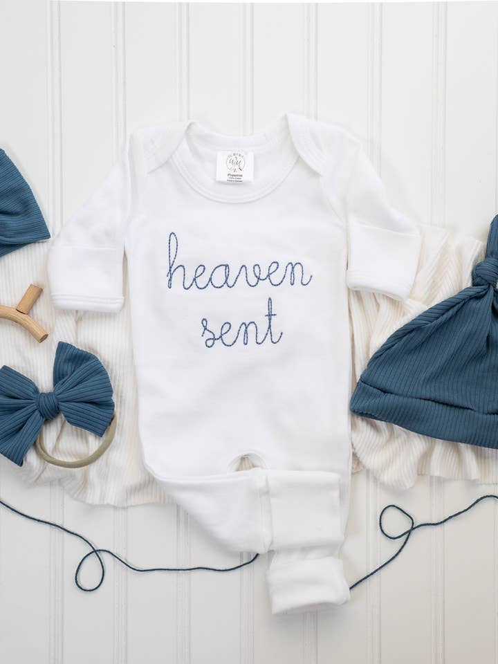 Baby Romper | Heaven Sent Blue for wholesale by Wonderfully Made