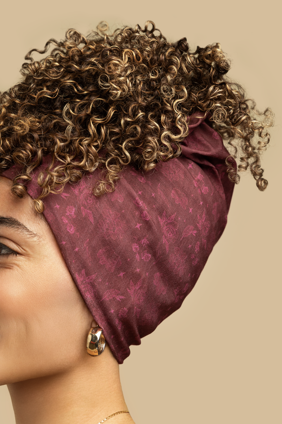 The Curly Pineapples - Wholesale Sleep Cap / Bonnet - Women's - Crimson Floral Headband1