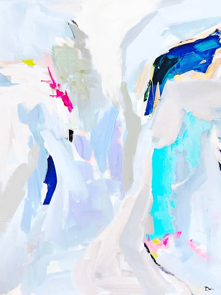 Impression abstraite sur papier, Bluesy pour la vente par Maren Devine Art