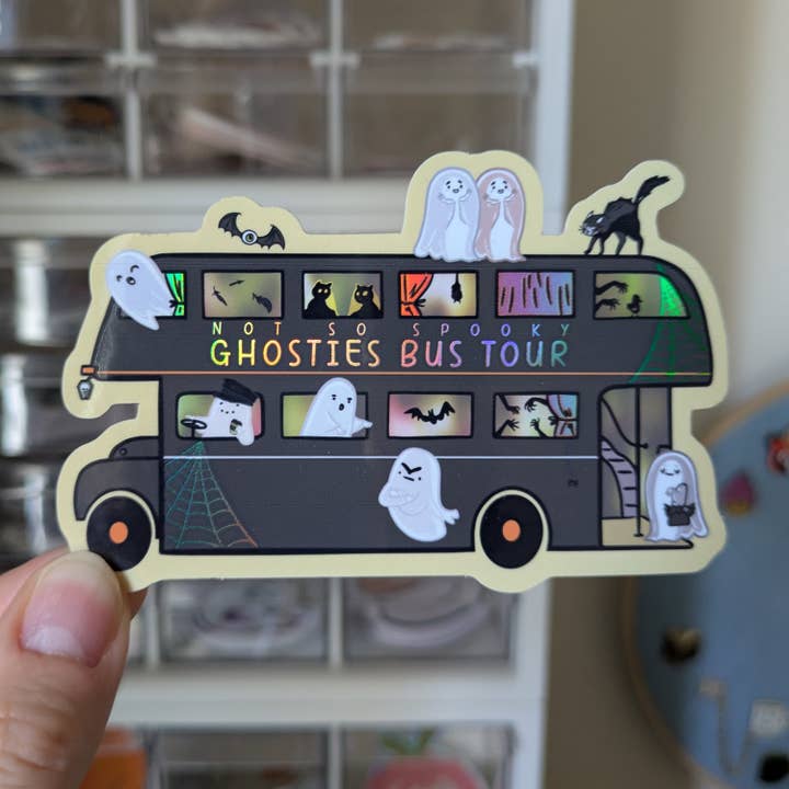 Ghosties Bus Tour Holographic Sticker for wholesale by Maison Phoenix