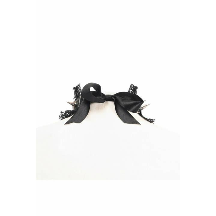Daisy Corsets - Wholesale Choker/Collar - Kitten Collection Black Fishnet Spike Choker