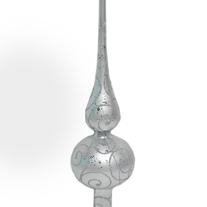 12" Silver Finial Topper with Silver Glitter for wholesale by Winterland Inc.