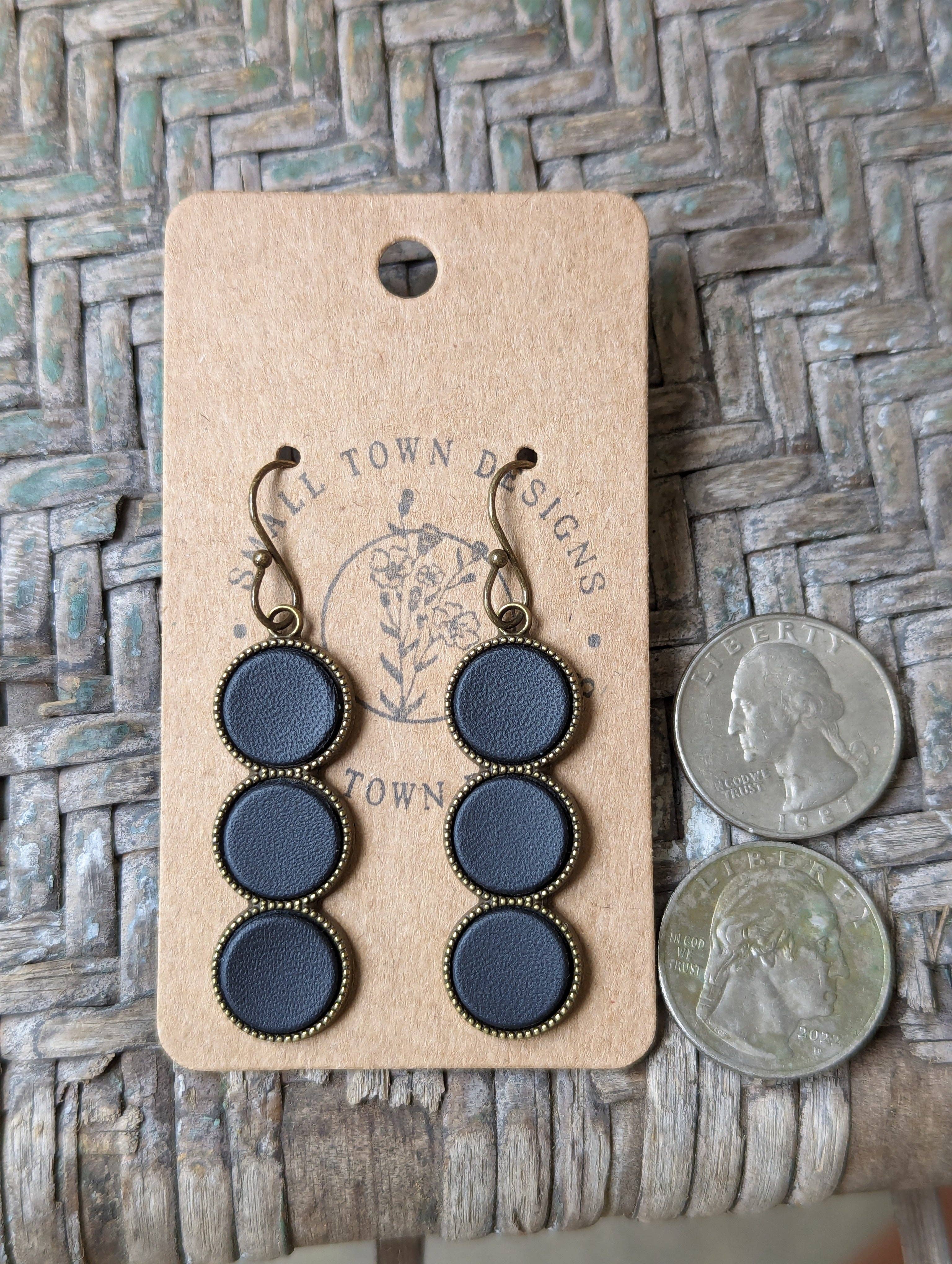 Small Town Designs - Wholesale Dangle Earrings - Rustic Black Trios2
