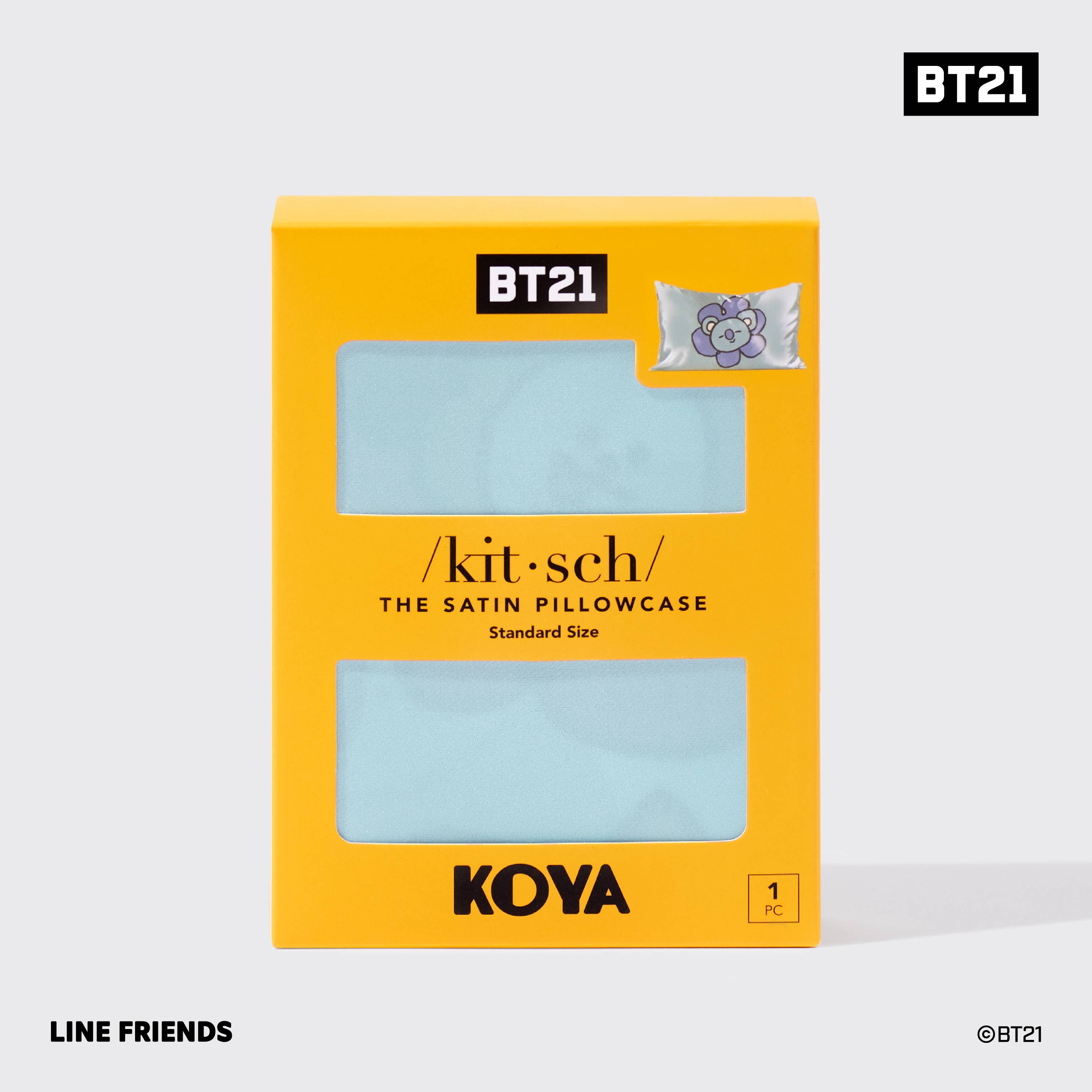 Wholesale BT21 x Kitsch Satin Pillowcase Standard Koya for your store