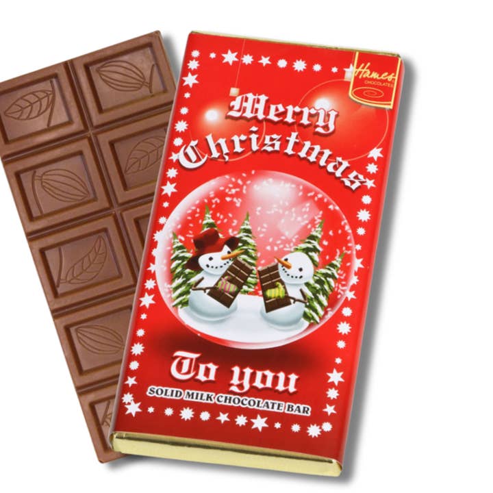 Snow Globe Range Milk Chocolate Bar for wholesale by Hames Chocolates