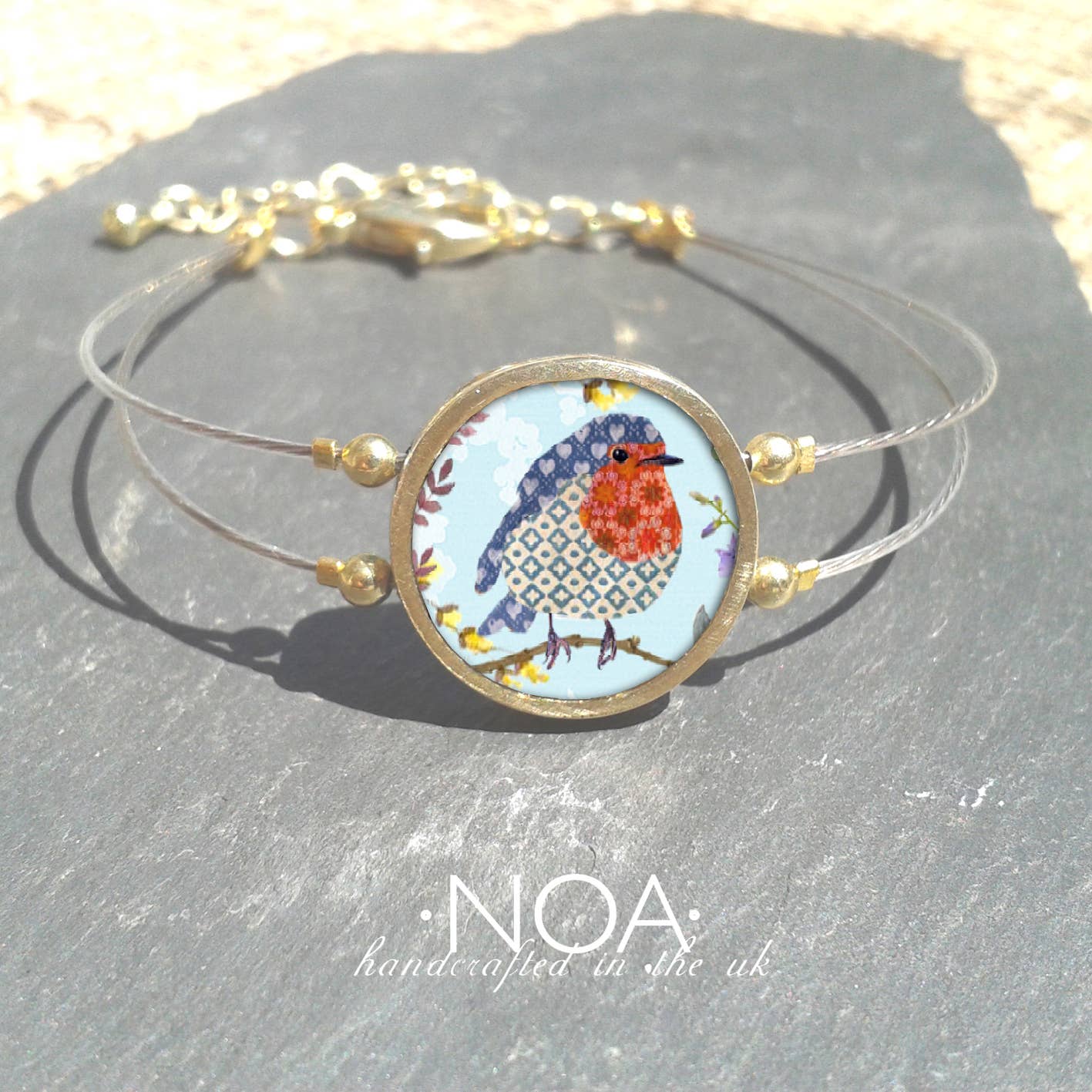 Noa Jewellery – wholesale Charm/dangle bracelet – Round Ceramic Bracelet, Gold Plated Stainless Steel Frame9
