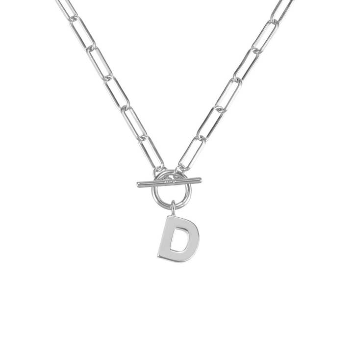 Natalie Wood Designs - Wholesale Pendant/Charm Necklace - Toggle Initial Necklace Pre-Pack, Silver7