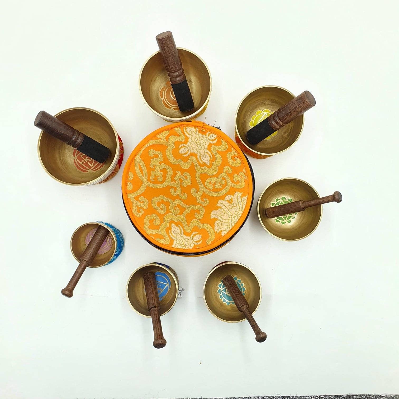 Fwosi – Material de meditação por atacado – Conjunto de Meditação com 7 Taças Tibetanas com Estojo de Transporte3