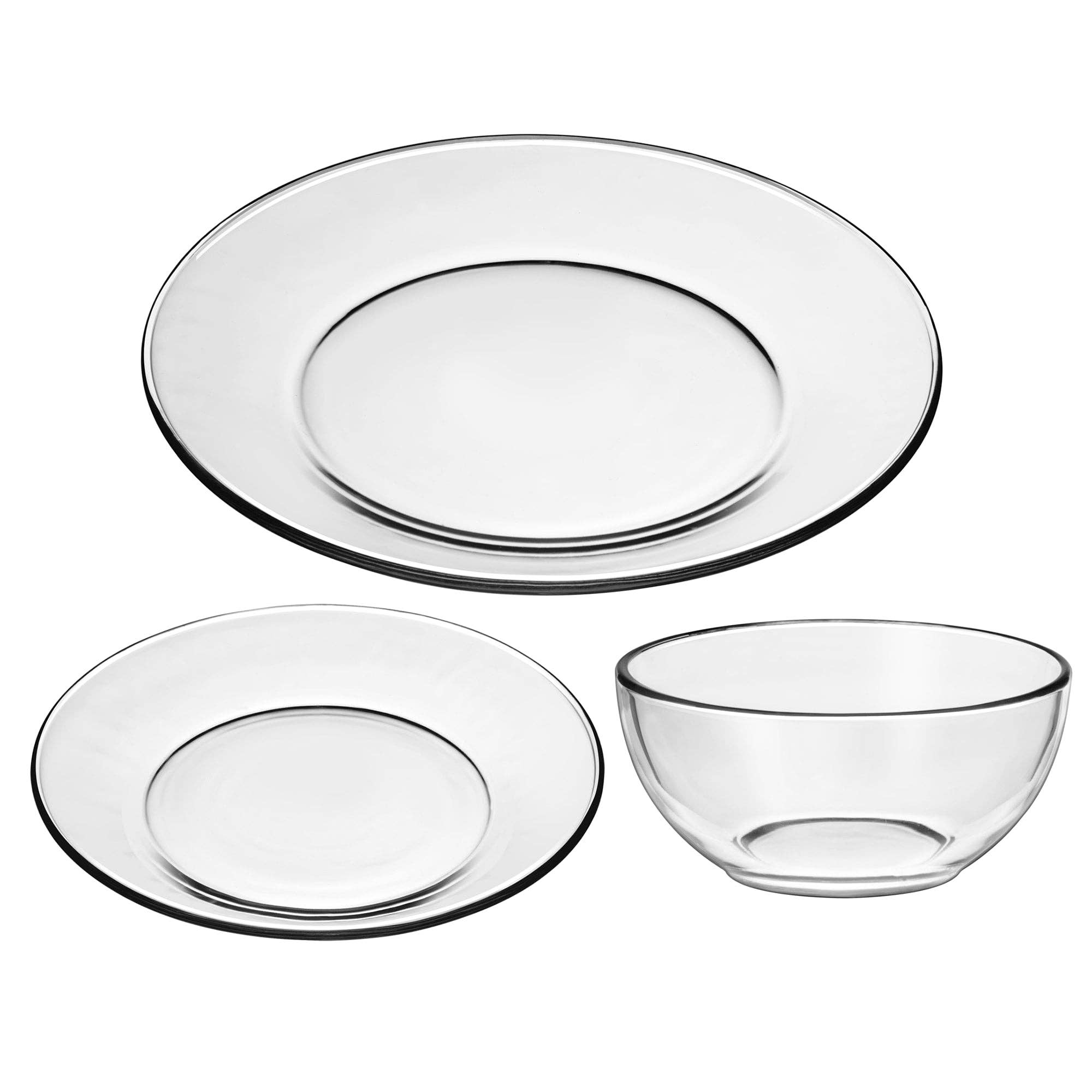 Libbey - Wholesale Dinnerware Set - Libbey 12‑Piece Clear Glass Round Dinnerware Set, Service for 42