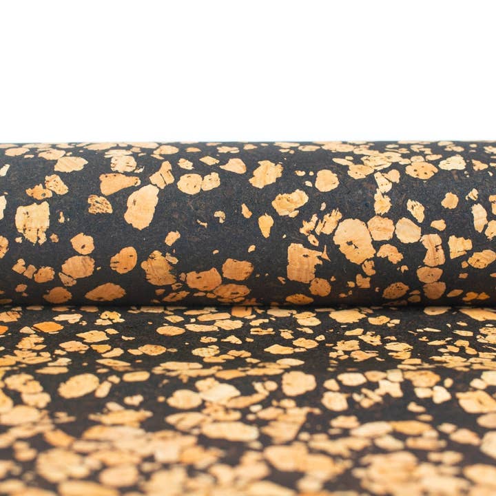 Speckled Black Cork Fabric COF-496 for wholesale by Meninas Bonitas Cork