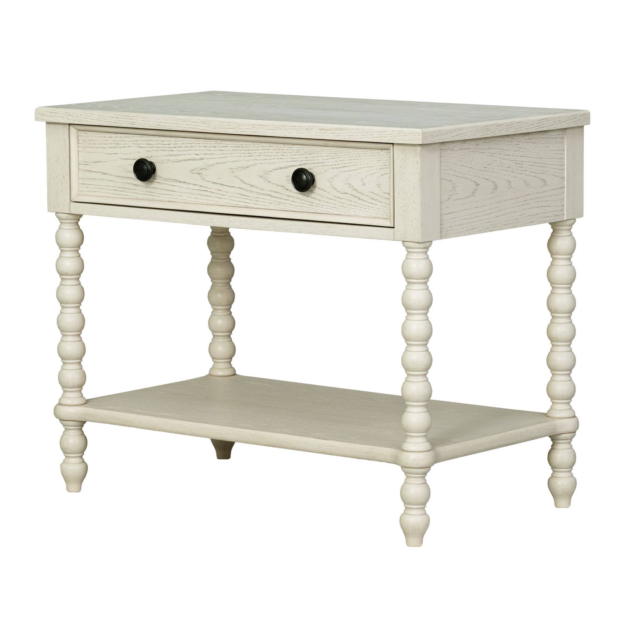 Olliix - Wholesale Side Table - 26"H Large Turned Wood Spindle Nightstand, Antique Cream6
