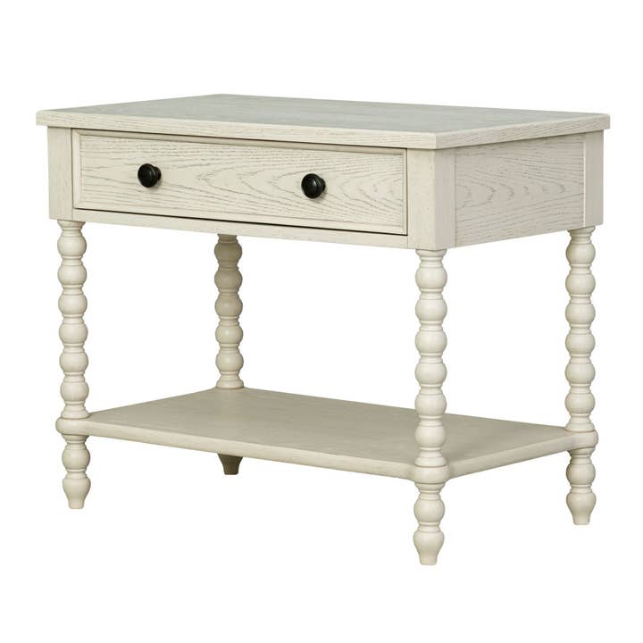 Olliix - Wholesale Side Table - 26"H Large Turned Wood Spindle Nightstand, Antique Cream6