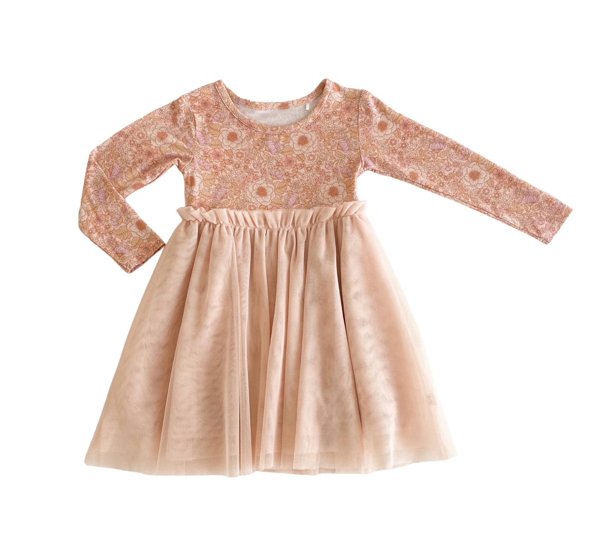 India and Grace - Wholesale Dress – Kids - Long Sleeve Organic Tutu Dress- Bloom Floral