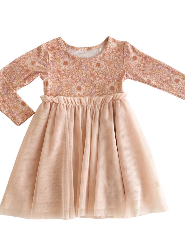 India and Grace - Wholesale Dress – Kids - Long Sleeve Organic Tutu Dress- Bloom Floral0