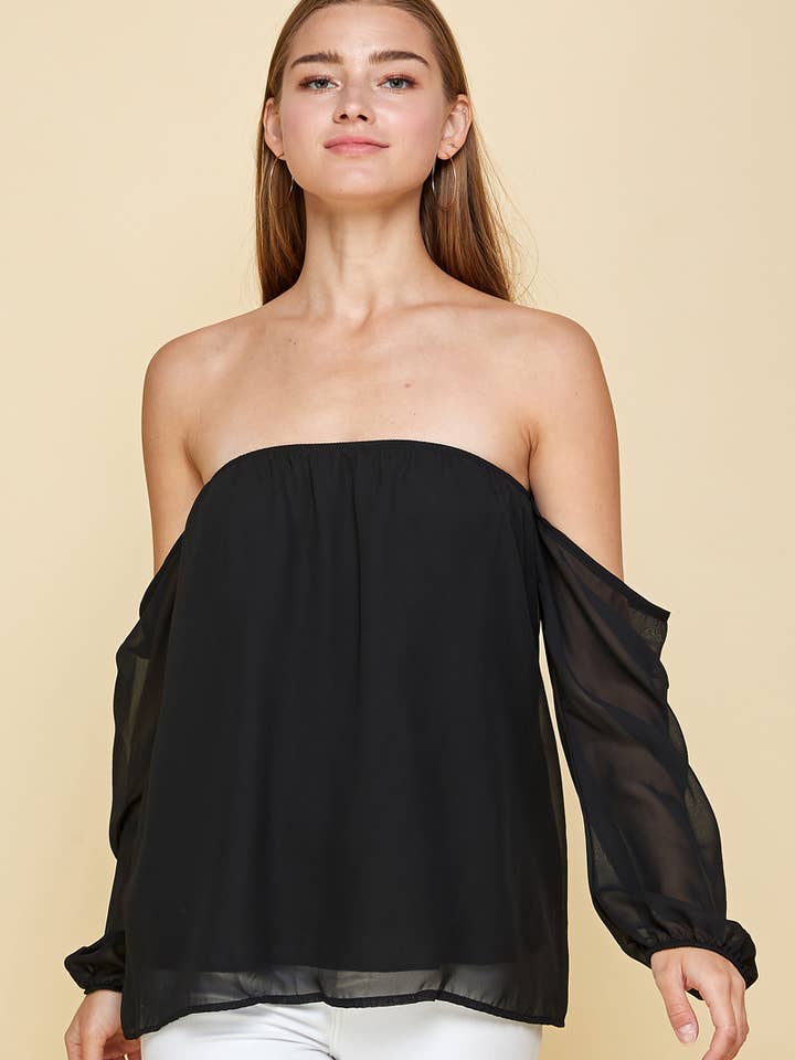 ST# FCL1494T Off-Shoulder top for wholesale by OLIVE MAUVE