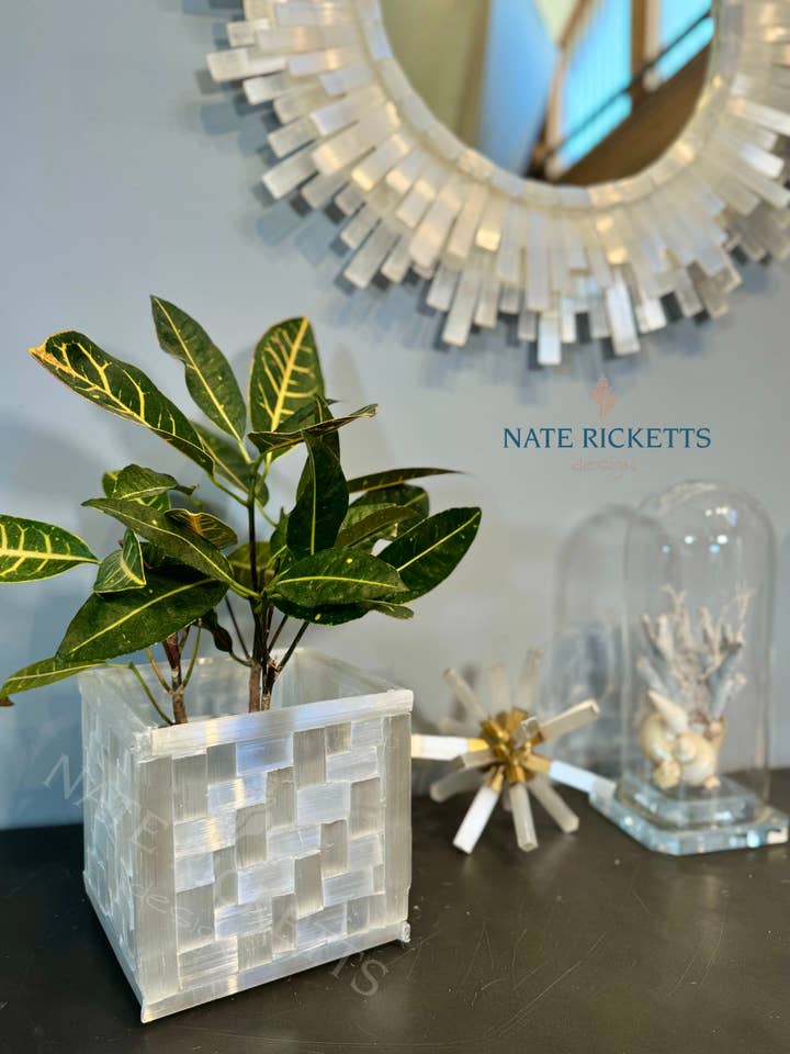 Selenite Mosaic Cube for wholesale by Nate Ricketts Design