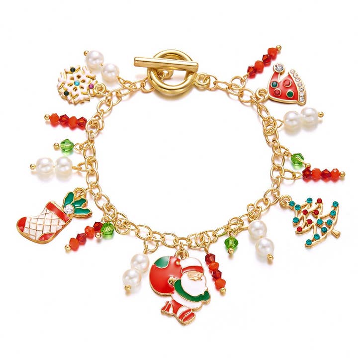 NINEXIS - Wholesale Jewelry Set - CWAJE2512_SANTA CLAUS RICE BEAD PENDANT BRACELET